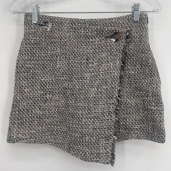 Zara Tweed Wrap Skort Shorts Size XS - Picture 1 of 9